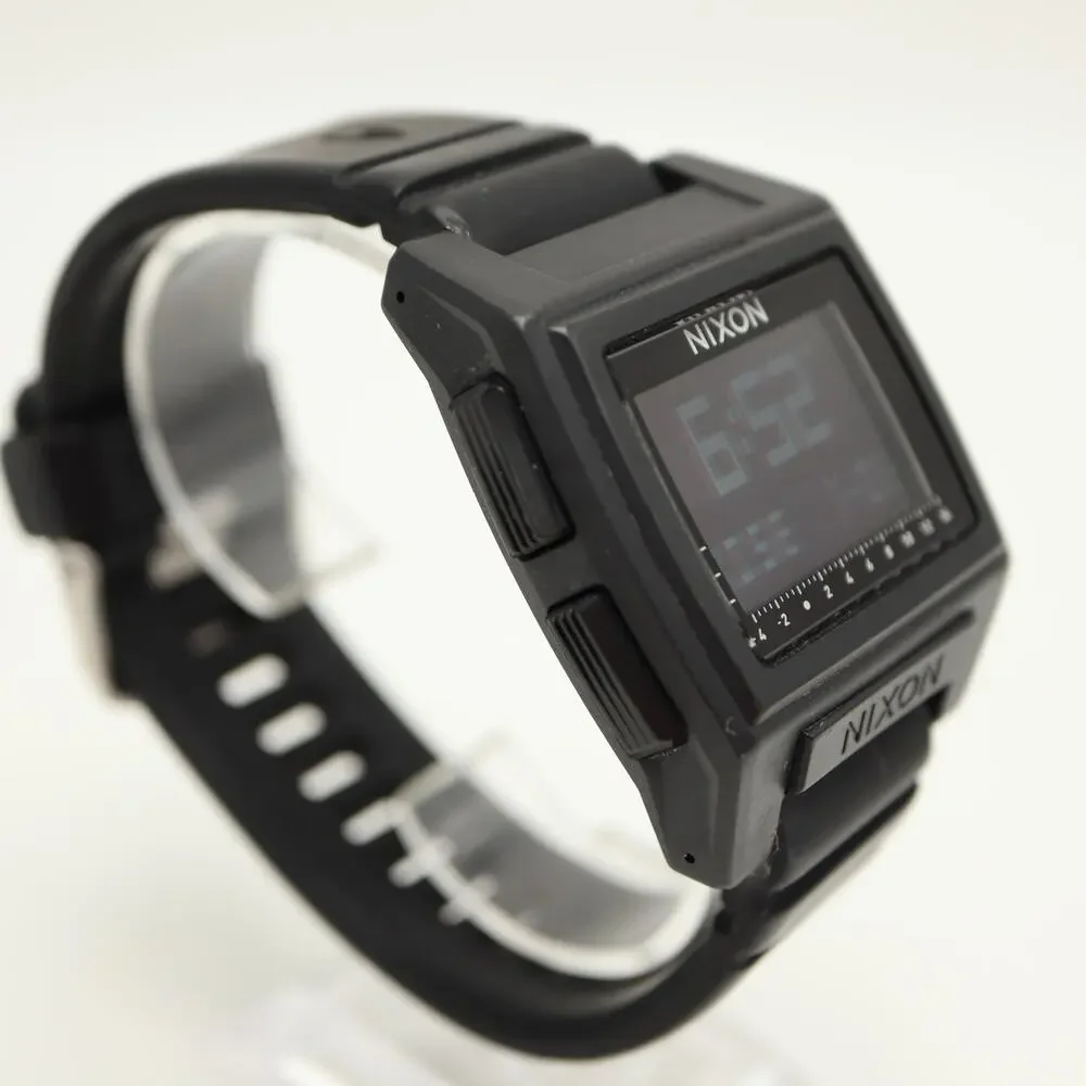 Nixon Base Tide Pro Black 42mm Digital Watch Sunrise Sunset Silicone New Battery